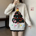 Large Size Women's Winter Style New Year Red Sweater Three-dimensional Christmas Tree Jacquard to Keep Warm