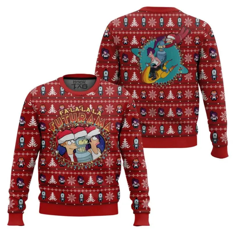 We Wish You A Futurama Ugly Christmas Sweater Funny Holiday Party Pullover Warm Cozy Plus Size Sweater for Men Xmas Gift 2026