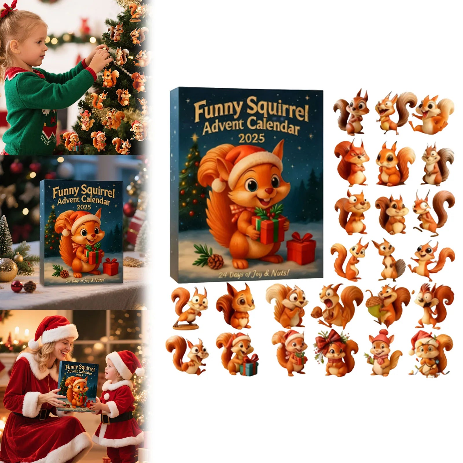 Cooking Game Funny Squirrel Advent Calendar Anatomy Christmas Countdown Pendant Containing 24 Acrylic Timer Kitchen Wind up