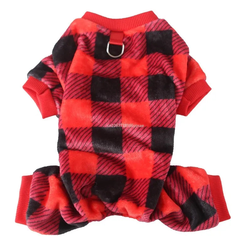 Christmas Pet Dog Pajamas for Cat Clothes Warm Pajamas Jumpsuit for Small Dogs Sleeping wear Winter Fleece Pet Chihuahua Coat