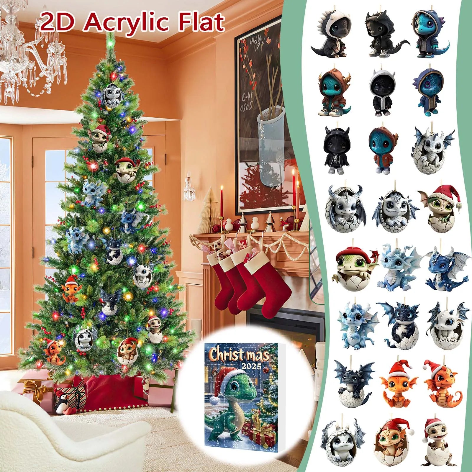 Countdown Movie 1968 Christmas Tree Acrylic Pendant Dragon Advent Calendar Christmas Countdown Retirement Countdown Clock Desk