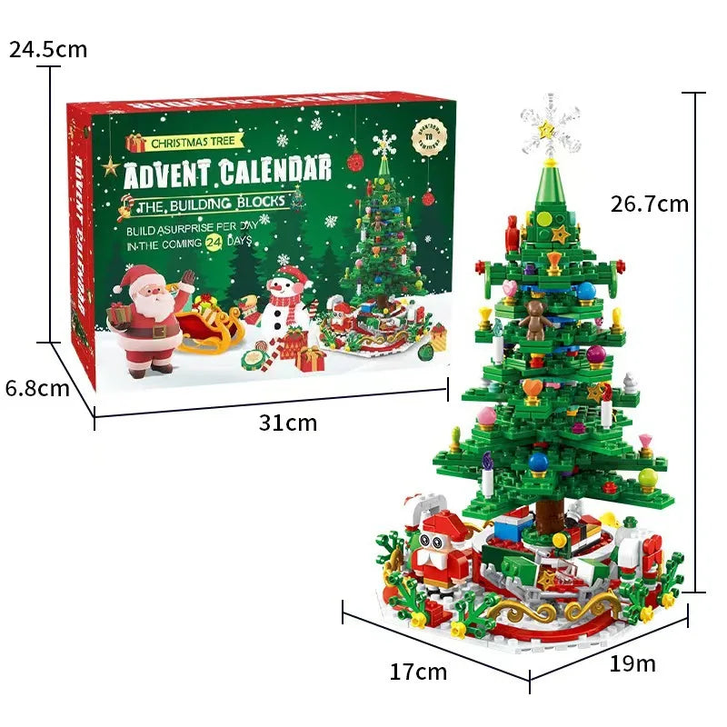 Christmas Tree Building Blocks Toy For Kids Magical Christmas Tree Building Adventure With LED Lights Xmas Advent Calendar Gift