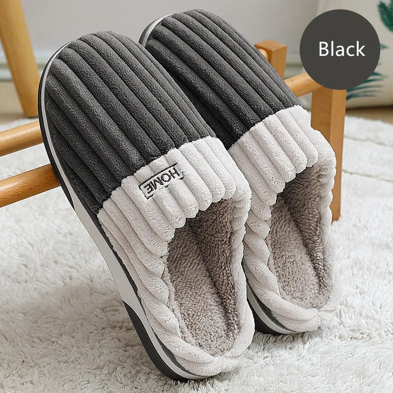 Big Size 48 49 Men Home Slippers Women Winter Warm Slides Casual Flurry Shoes Couples Indoor Non-slip Bedroom Comfort Flats