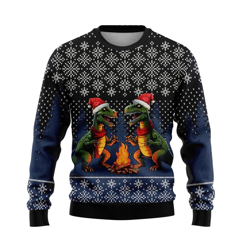 In Funny Dinosaur Ugly Christmas Sweater Fashion Holiday Xmas 3D Printed Sweatshirt For Men Trend Streetwear Pullovers Tops 2025