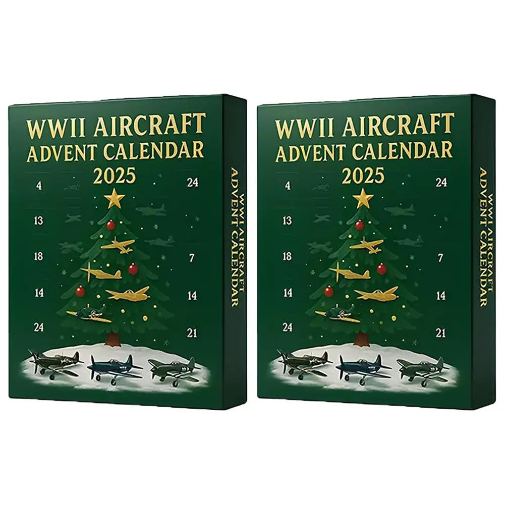 WWII Aircraft Advent Calendar 2025 with 24 2D Acrylic Unique Mini Warbirds Christmas Advent Calendar Gifts For Aviation Lovers