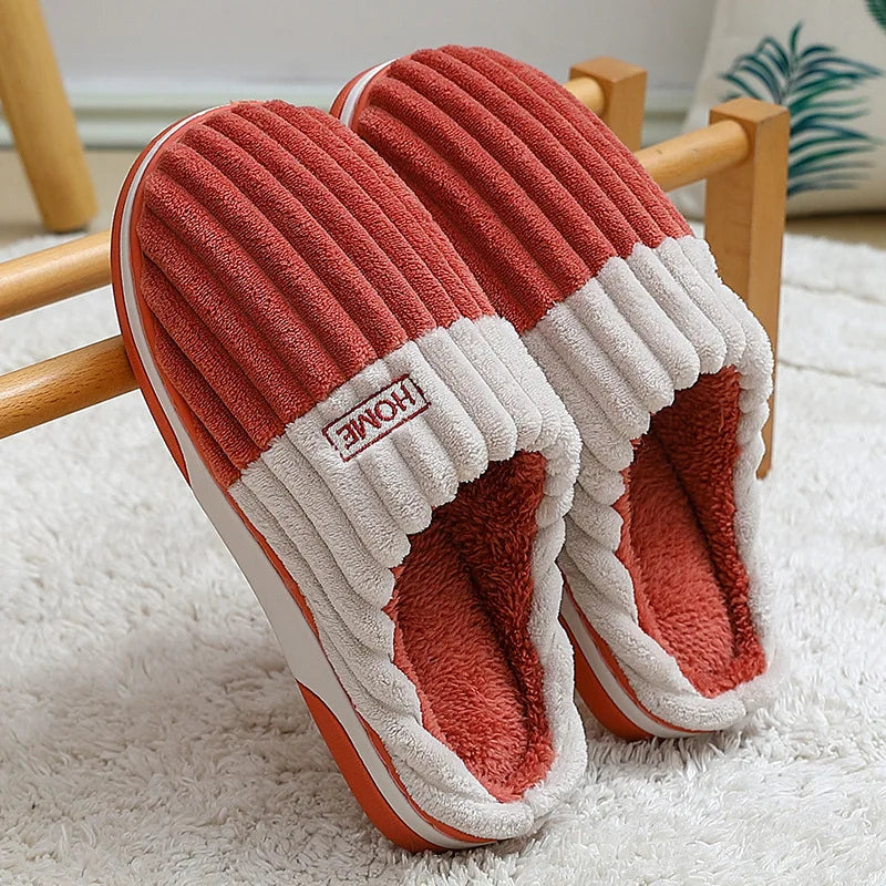 Big Size 48 49 Men Home Slippers Women Winter Warm Slides Casual Flurry Shoes Couples Indoor Non-slip Bedroom Comfort Flats