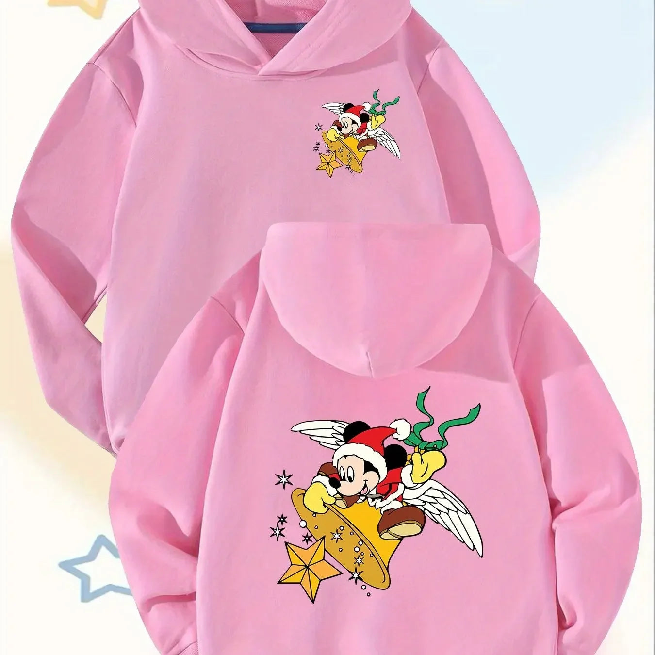 Disney Christmas Design Prints Mickey Mouse Cute Santa Claus Boys Girls Daily Outings Winter Long-sleeved Children's Sweaters