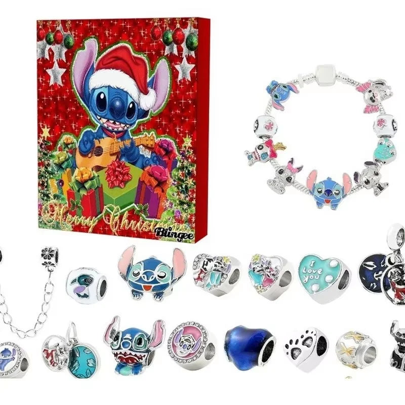 Stock Stitch Minnie Christmas Advent Calendar Bracelets 24 Days Countdown Calendar Diy Jewelry Making Kit Kids Gift For Friends