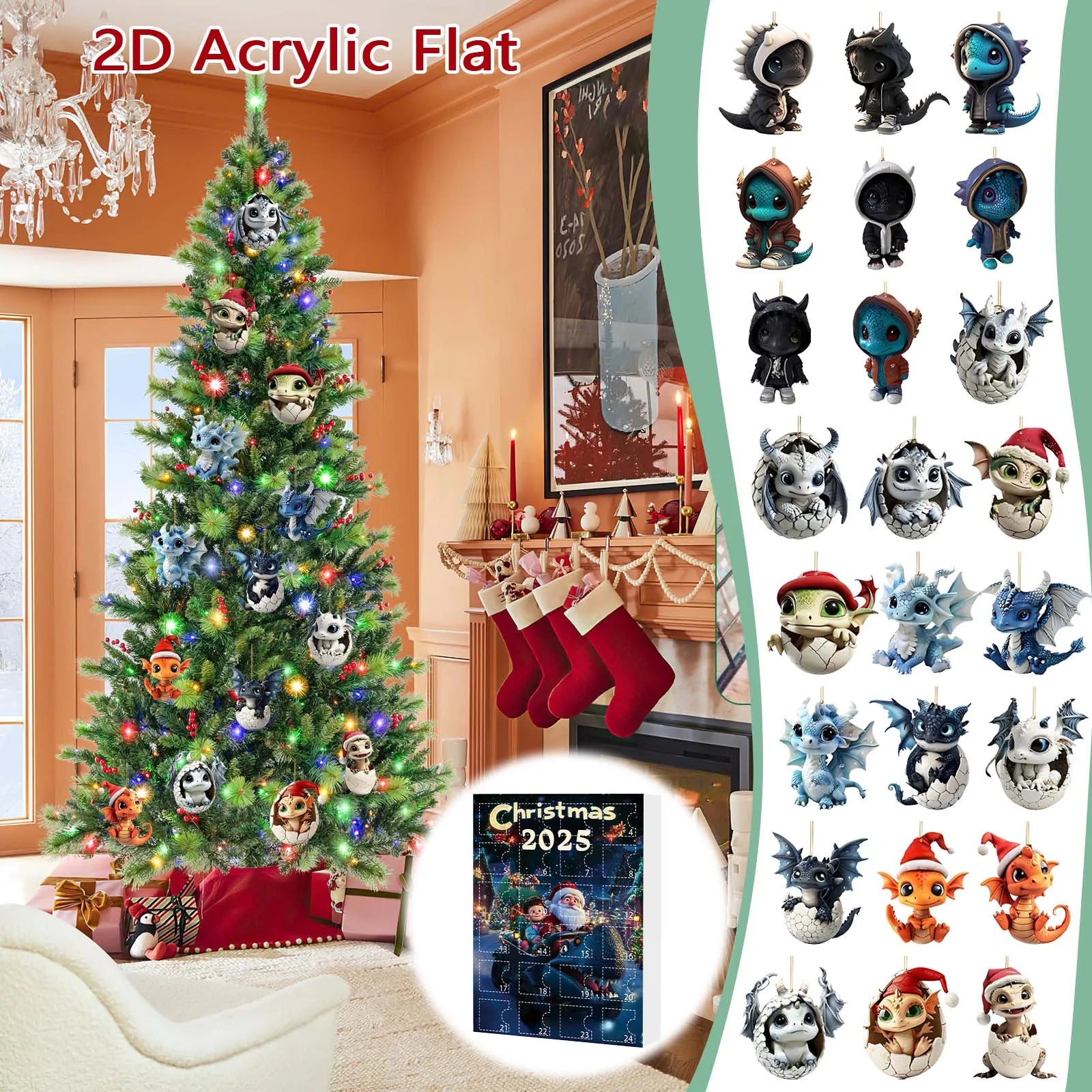 Countdown Movie 1968 Christmas Tree Acrylic Pendant Dragon Advent Calendar Christmas Countdown Retirement Countdown Clock Desk