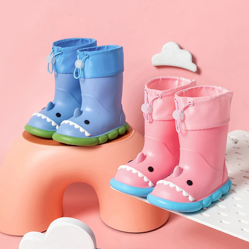 Rain Boots Kids Boy Waterproof Light and Handy Toddler Water Shoes for Girls Children sharks Rain Boots