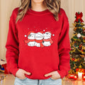 Christmas Cat Pattern Pullover Women's Fashion Casual Loose Sweater Cute Christmas Cat Top