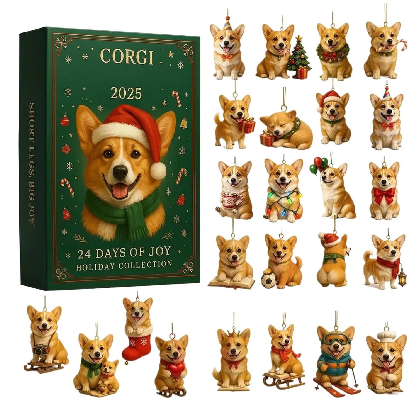 Cat Lovers Advent Calendar Christmas Countdown Calendar 2D Acrylic Cute Cat Dog Calendar Artistic Holiday Ornament for Christmas