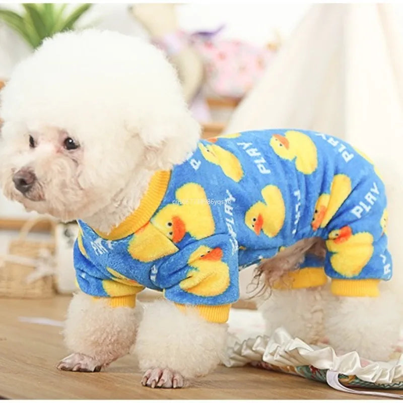 Christmas Pet Dog Pajamas for Cat Clothes Warm Pajamas Jumpsuit for Small Dogs Sleeping wear Winter Fleece Pet Chihuahua Coat