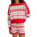 Xmas Women Christmas Outfit Gingerbread Man Knit Long Sleeve Crew Neck Sweater with Elastic Waist Shorts Party Costume Short Set