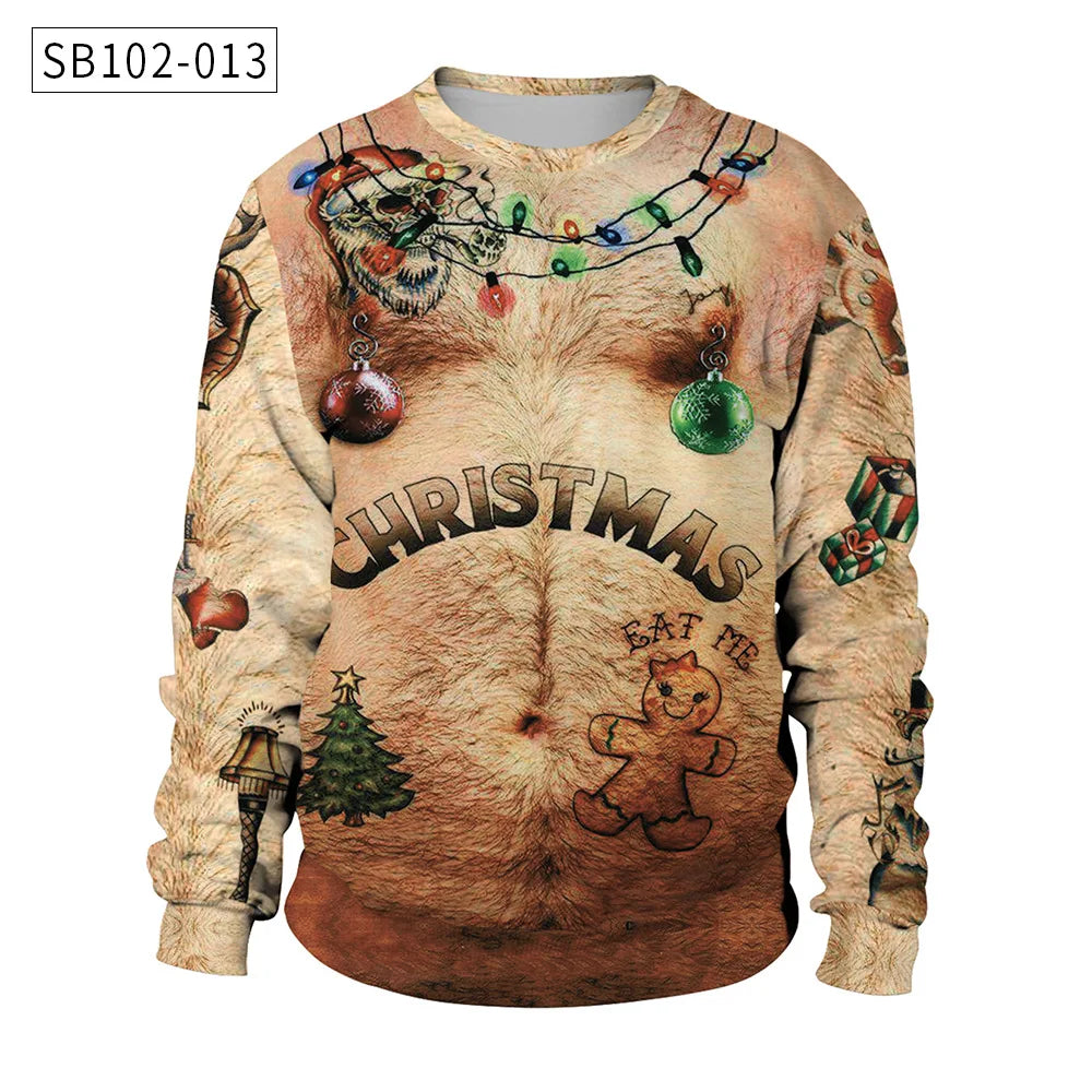 2025 Ugly Christmas Fake sweater Gift, Christmas Elf Funny pullover, Party Birthday Snowman, Christmas Sweatshirt