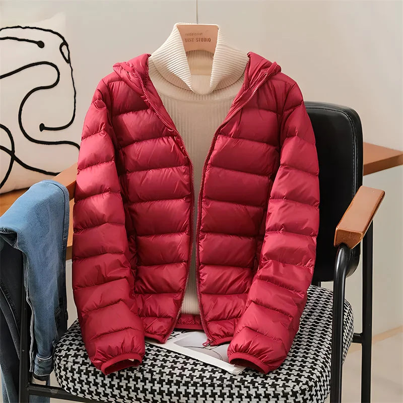 Plus Size Women Hooded Korean Slim Puffer Jackets 2023 New Arrivals Female Casual Office Lady Ultra Lightweight Packable Coat