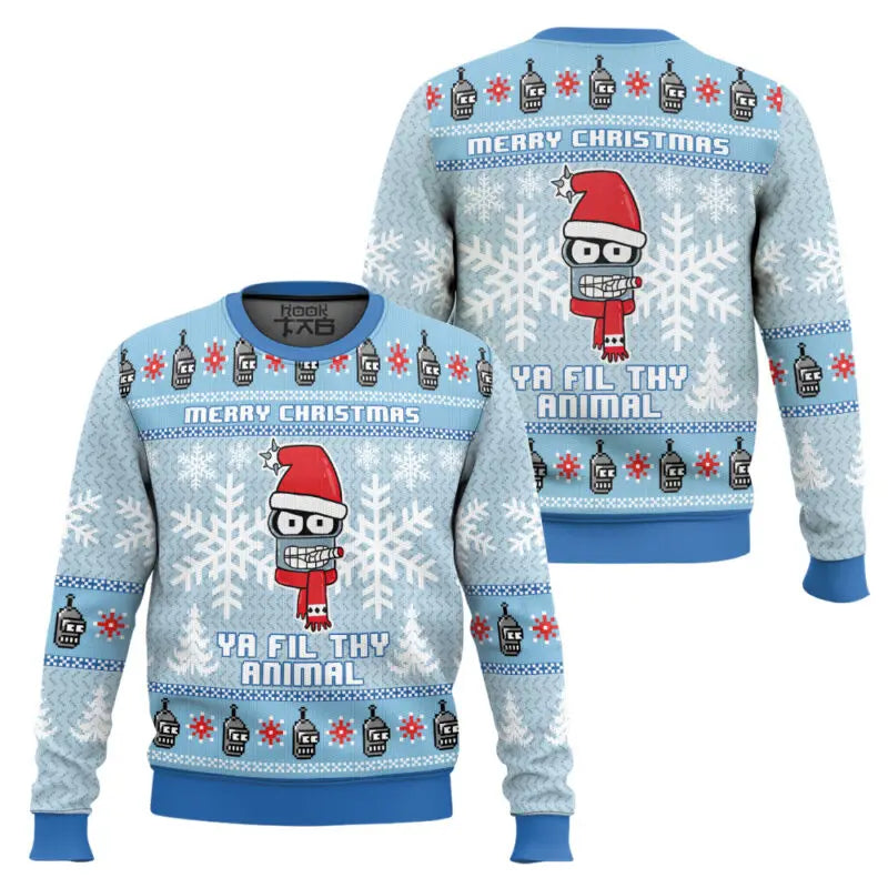 We Wish You A Futurama Ugly Christmas Sweater Funny Holiday Party Pullover Warm Cozy Plus Size Sweater for Men Xmas Gift 2026