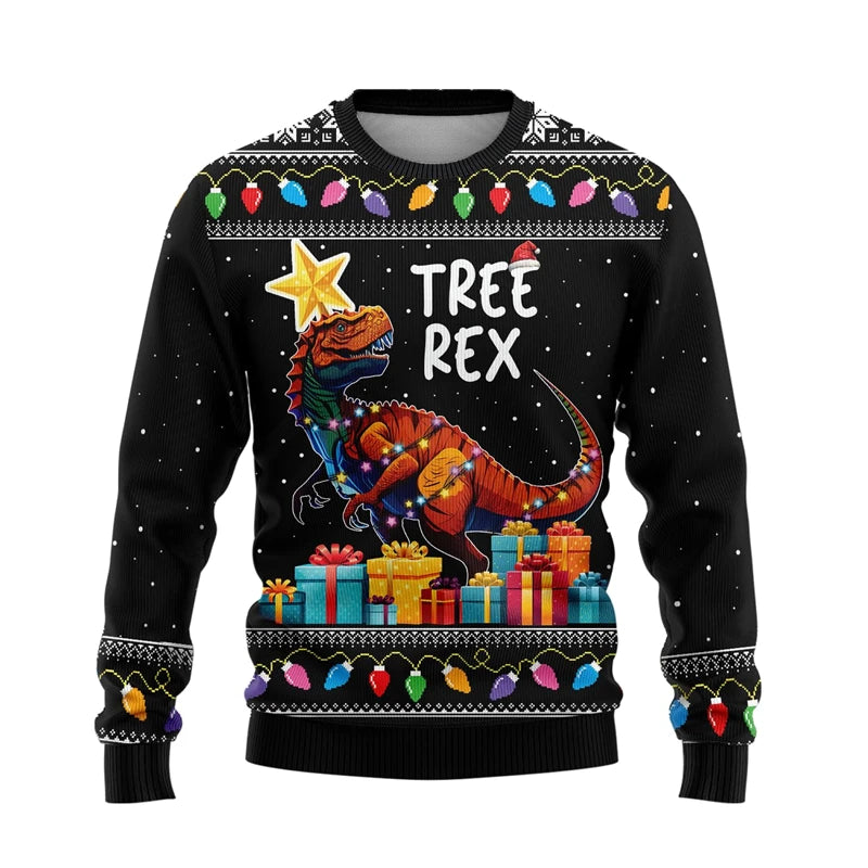 In Funny Dinosaur Ugly Christmas Sweater Fashion Holiday Xmas 3D Printed Sweatshirt For Men Trend Streetwear Pullovers Tops 2025